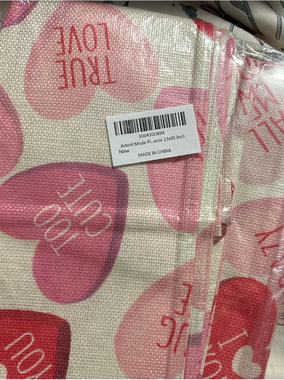 Printed Heart Cotton table runner